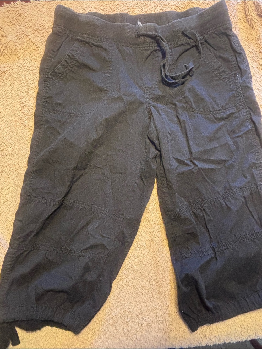 Faded Glory Black Cropped Drawstring Pants